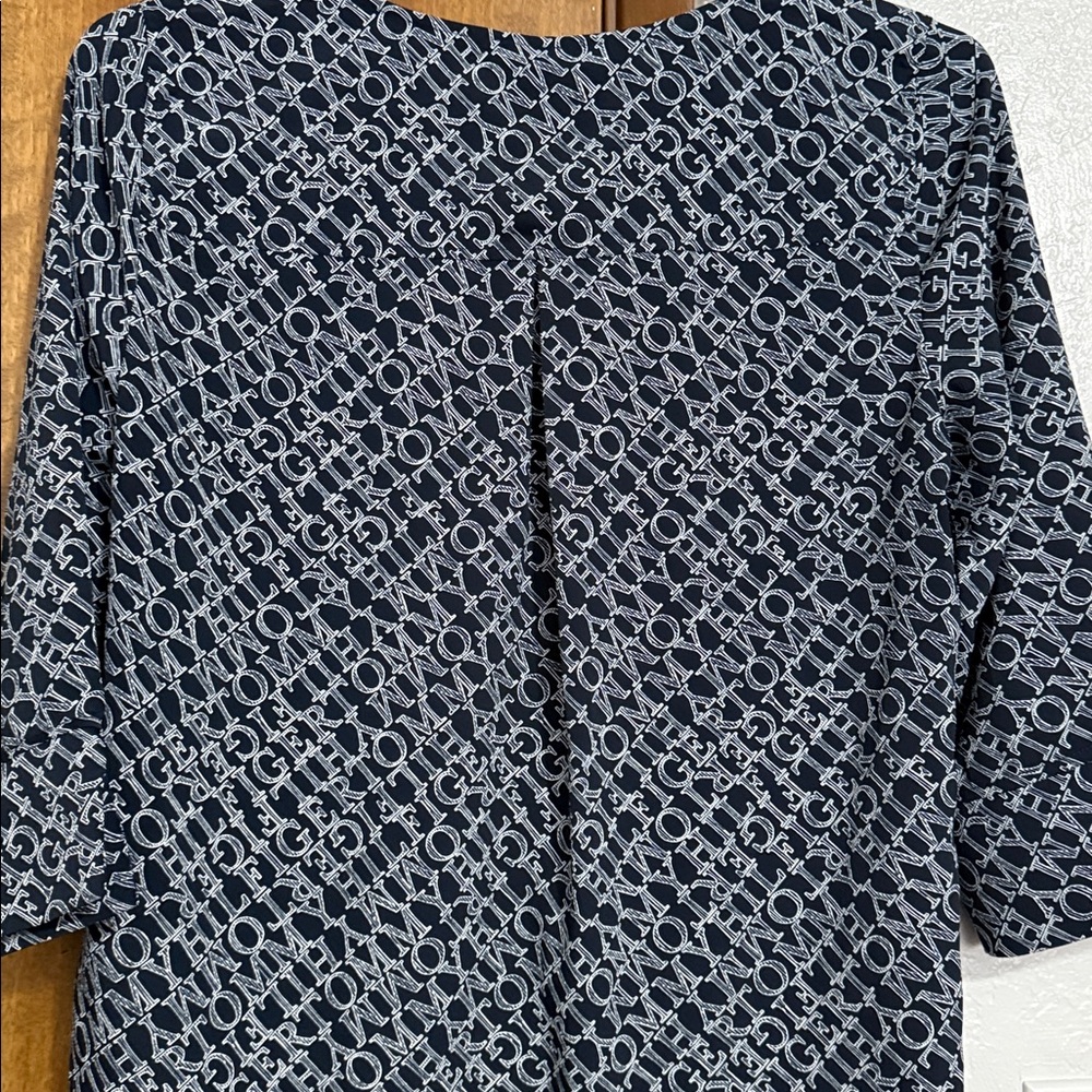 Women's Navy Patterned Pullover Blouse - image 5